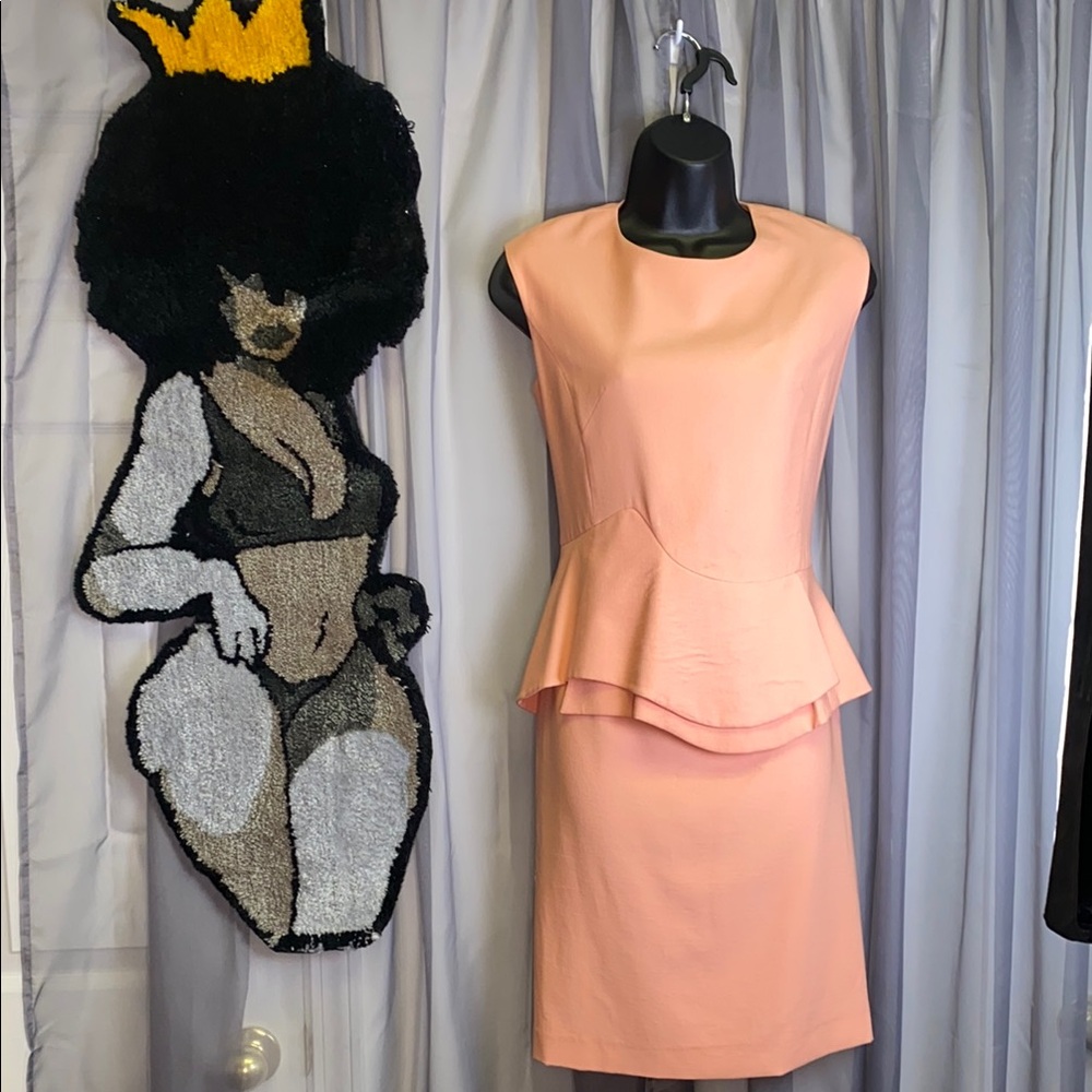 Peach Sleeveless Peplum Dress